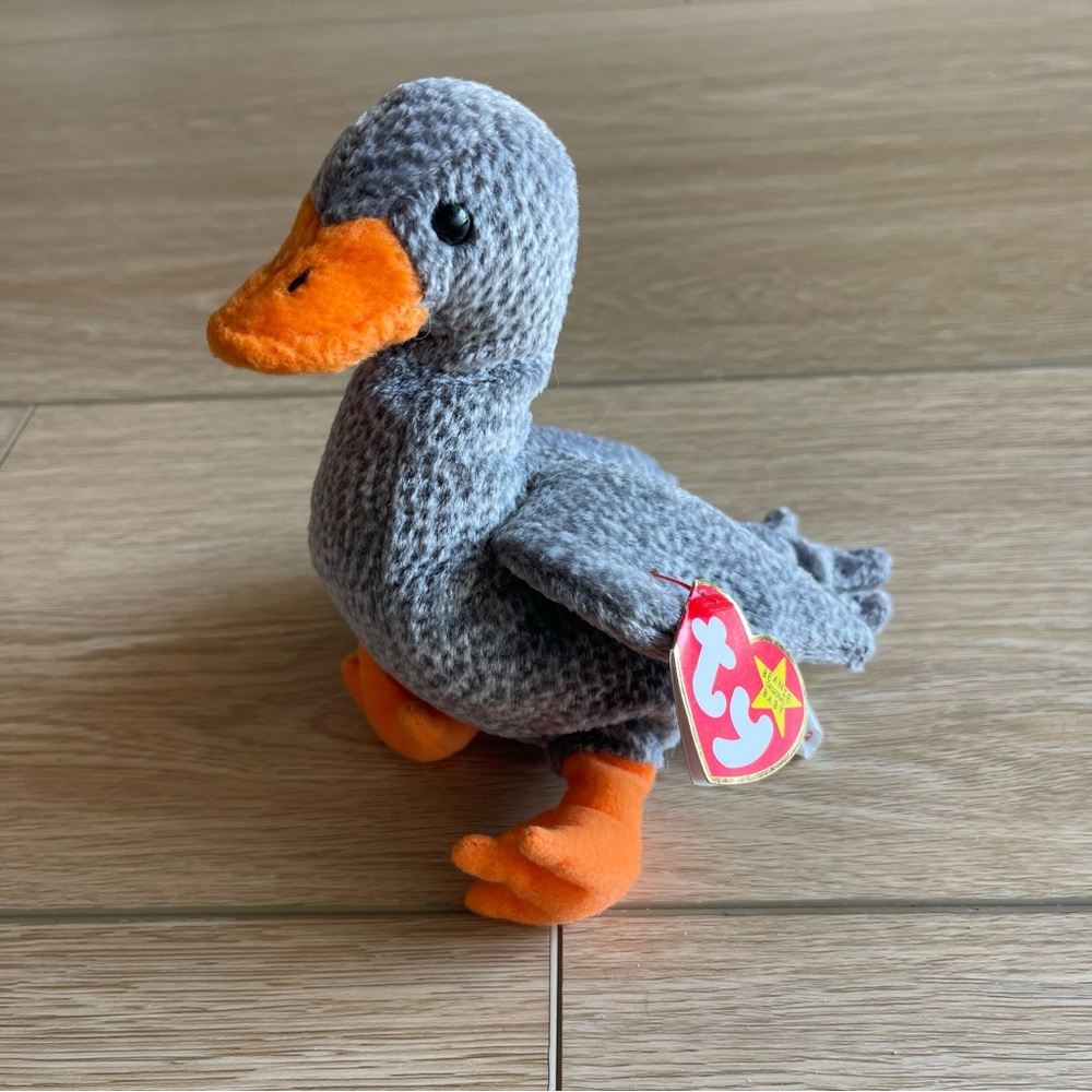 NWT TY Honks Gray and Orange Plush Goose - vintage 1999